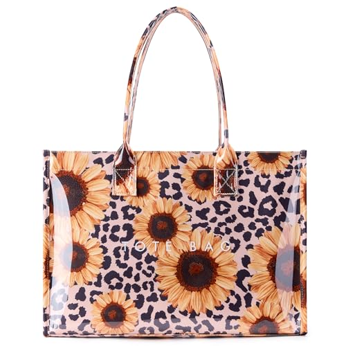 Image of KALIDI PVC Tote Bag Women's Kraft Paper Work Handbags Purses with Top Handle