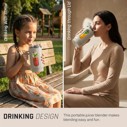 Image of Domestica Blendo Portable Blender for Smoothie and Juices | Portable Juicer Mixer Blender for Fruits with 6-Blade Ice Crushing, 18000 RPM Motor | Compact Mixer Grinder | BPA-Free 500ml