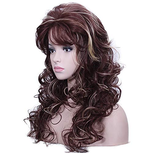Deifor 0035075926 Women 80S Rocker Wigs Long Curly Heat Resistant Synthetic Natural Looking Hair thumb #2