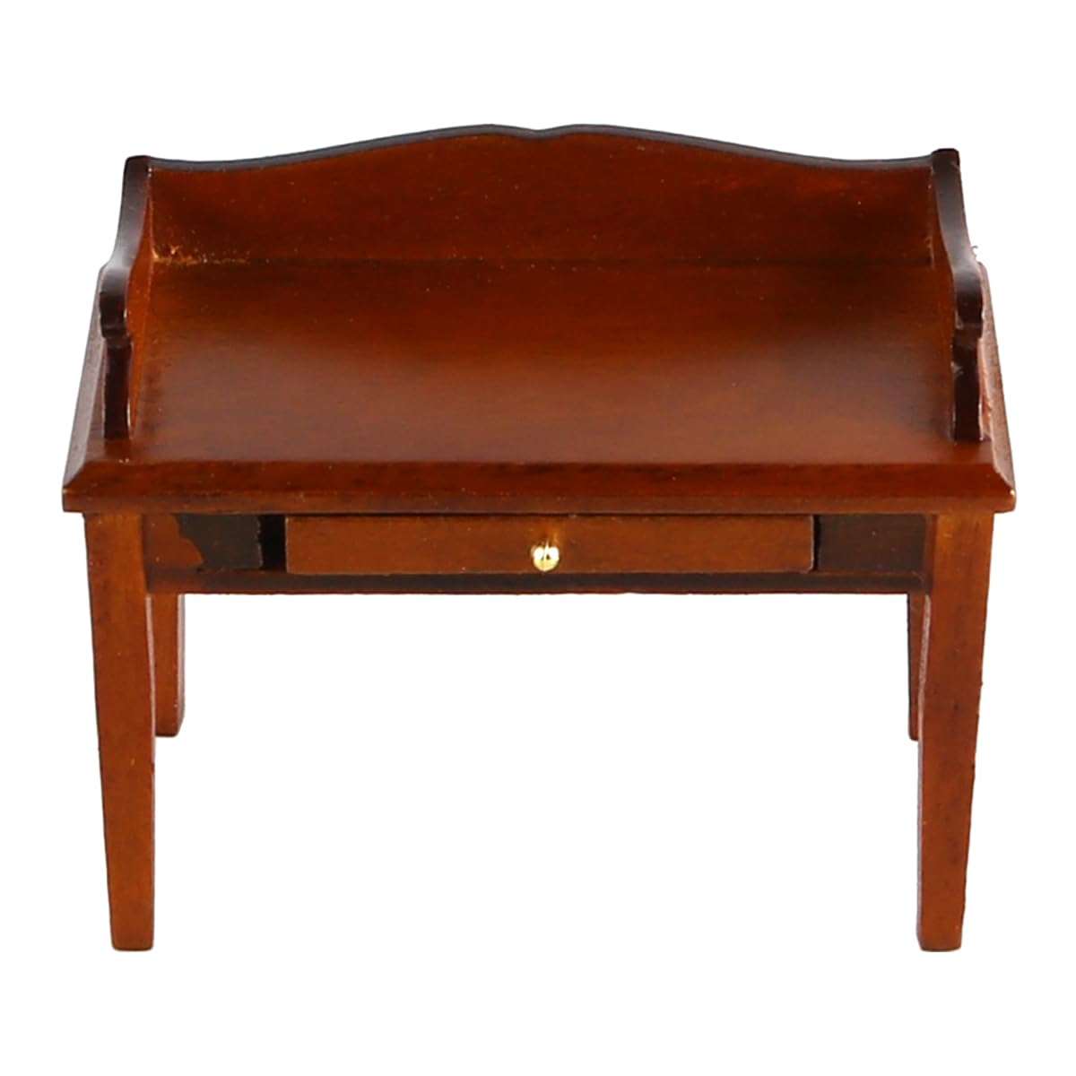 FONGKNOX Doll House Desk Miniature Desk Dolls House Walnut Desk Writing Table with Drawer 1:12 Simulation Mini Wooden Furniture Accessories for Doll House Decor