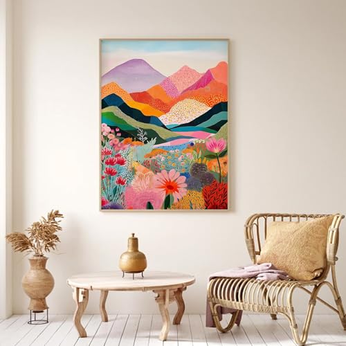 Image of ARPADAMO Mountain Diamond Art Kits for Adults,5D Flower Diamond Painting DIY Diamond Art Diamond Painting Kits for Adult,Round Full Drill Diamonds, Diamond Art Kits for Home Decor-12x16inch