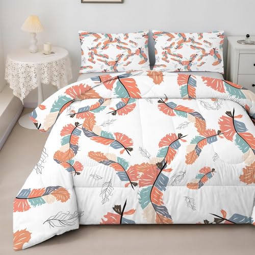 SYHIEGO Edredón de plumas tamaño King, edredón bohemio sin funda, edredón de microfibra para todas las estaciones, edredón reversible con 2 fundas de almohada, edredones lavables tamaño King 230 x 220