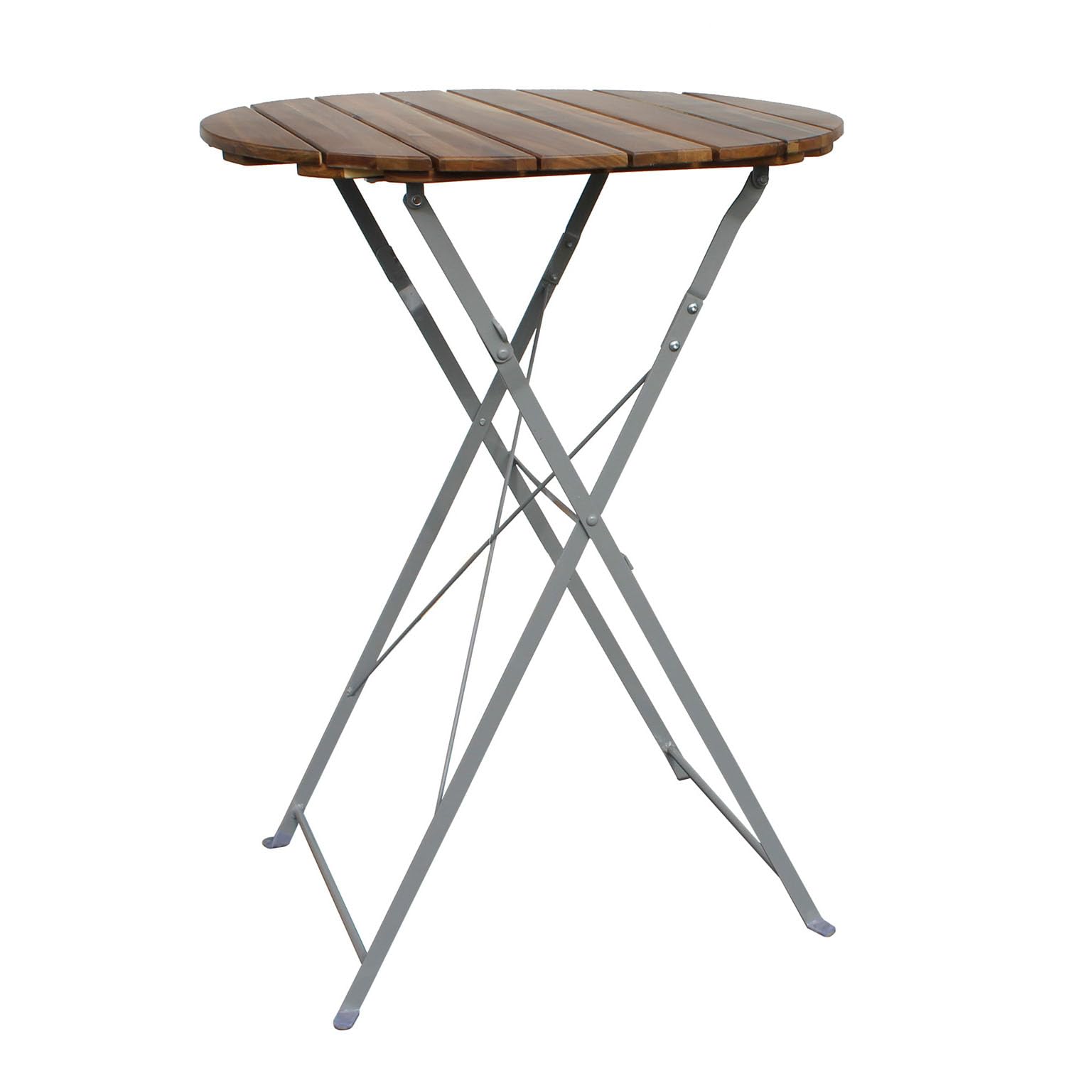 Mojawo Stehtisch Klapptisch Biergarten Stehtisch Tisch Gartentisch klappbar Akazie Stahl pulverbeschichtet Ø80 cm Höhe 110cm