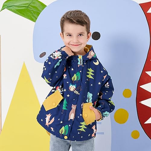 famuka Toddler Reversible Jacket Little Boy Girl Hooded Windbreaker Casual Outerwear2