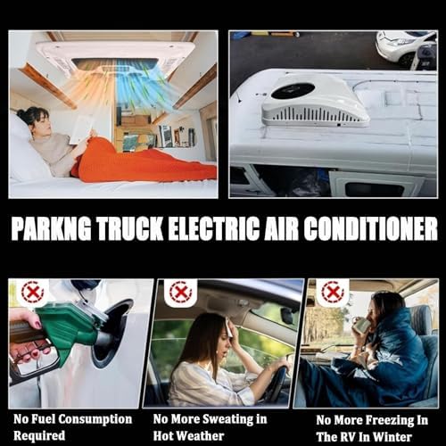 12V/24V Split Rooftop Air Conditioner for RVs, Trucks, Campers & Buses - Electric Parking AC with Remote Control - Quiet, Fast Cooling, Energy Efficient - White