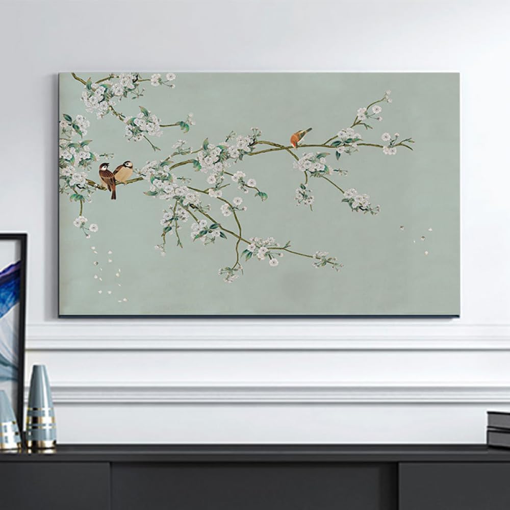 Osłona telewizora, 32-65 cali do telewizorów z płaskim ekranem Sztuka dekoracji salonu w pomieszczeniach(Flower8,49-52inch)