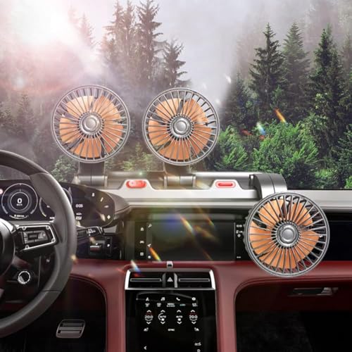 Image of AutoBizarre 12V Electric Car Cooling Fan 360 Rotatable Heads High Air Circulator Fan Manual Rotation for All Cars