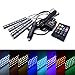 Produktbild FJW 4 Stück Auto-LED-Streifenlichter, 36 LED Autoinnenbeleuchtung 12V RGB Auto-Innenatmosphäre Bodenleuchten Neonbeleuchtung Kit mit Sound Music Active-Funktion und drahtloser Fernbedienung