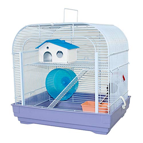 DZL Cage pour hamster (39,5 x 29,5 x 38 cm) Couleur bleu/violet/rouge