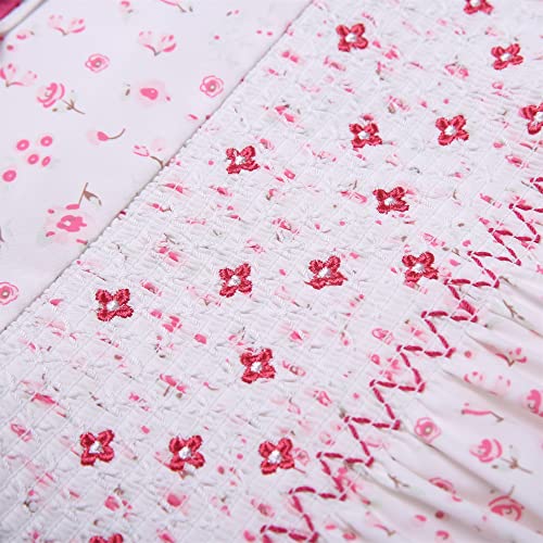 Kids Girls Floral Short Sleeve Summer Casual Smock Clothing Toddler Pretty Birthday Smocked Dresses4