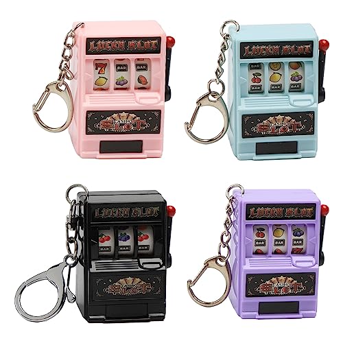 Opexicos 4Pcs Game Machine Keychain Mini Casino Lucky Charm Jackpot Key Chains Pendant Gifts
