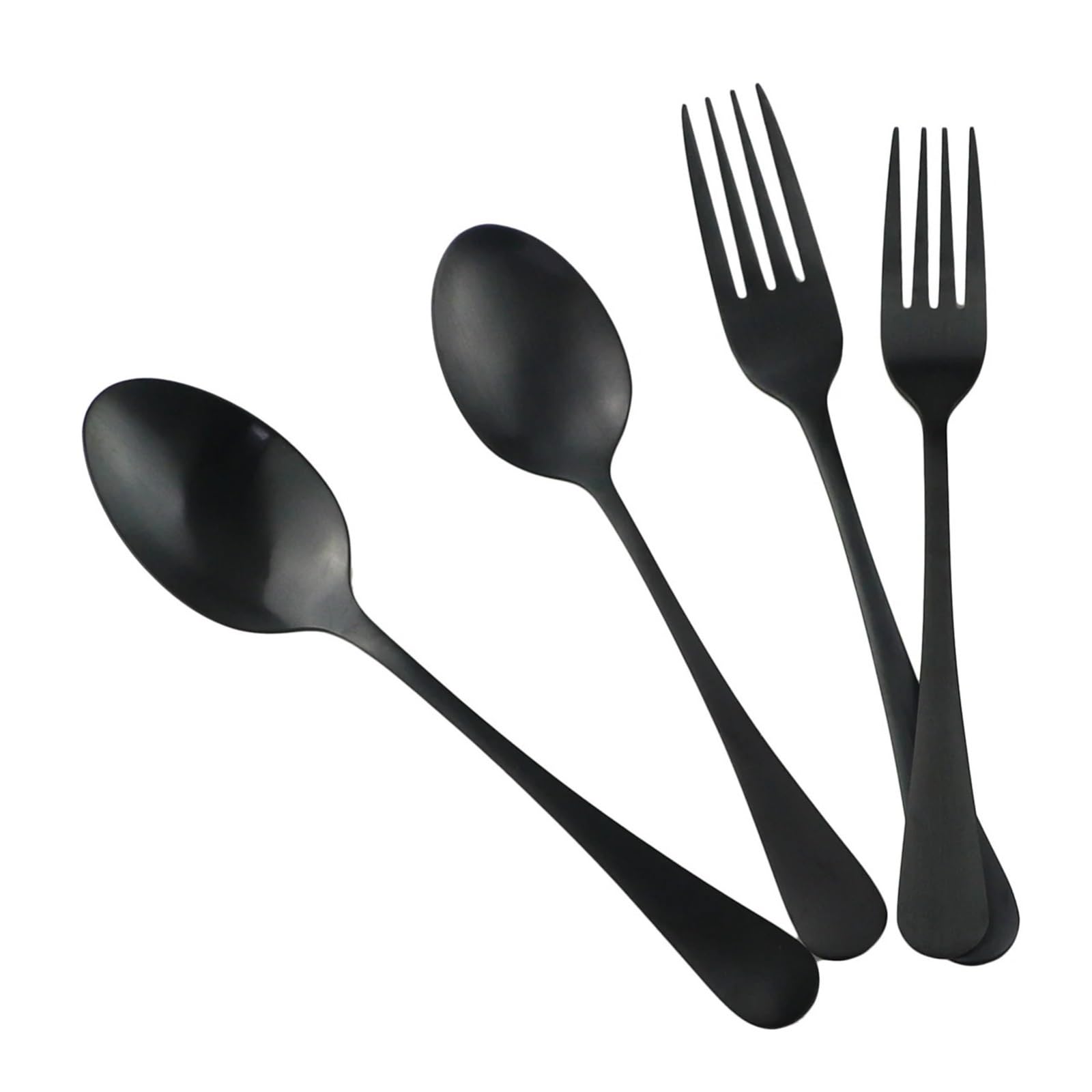 Set de table 6Pcs, couverts en acier inoxydable noir mat