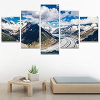 SIGNWIN 5 Panel Canvas Wall Art Modern Art Landscape Modern Multicolor Photography Relax/Calm Rocky for Home Decorations Ready to Hang - 60