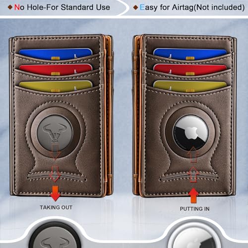 Image of BULLIANT Slim Wallet For Men 12Cards,Magnetic Flip Build-in Money Clip Airtag Compatible-RFID Blocking