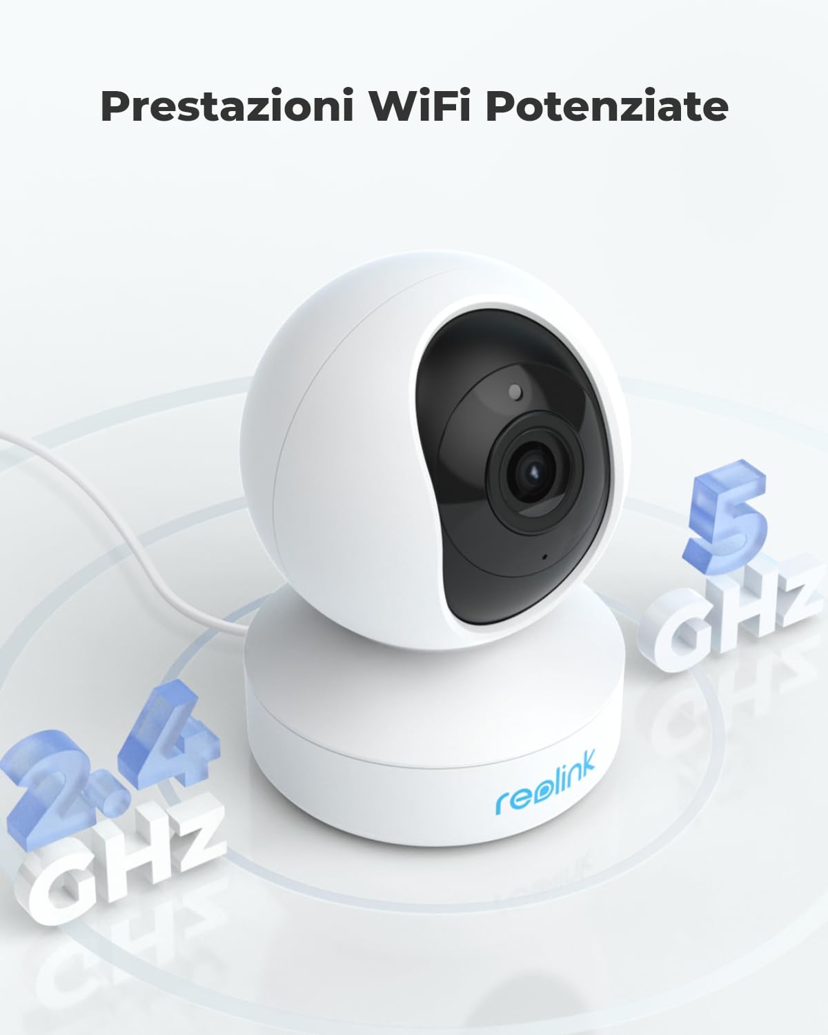 Reolink 5MP PTZ Telecamera WiFi Interno con Zoom Ottico 3x, Auto-tracking | Baby Monitor, Rilevazione di Persone/Pet, Videocamera Sorveglianza WiFi 2,4/5GHz, Sirena, Audio Bidirezionale, Cloud, E1 Zoom