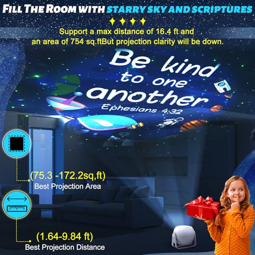 Image of Aurelema Bible Verses Projector Galaxy Projector Includes 12 Interchangeable Christian Discs Night Light Set Project Religious on Walls or Ceilings for Gift(Classic)