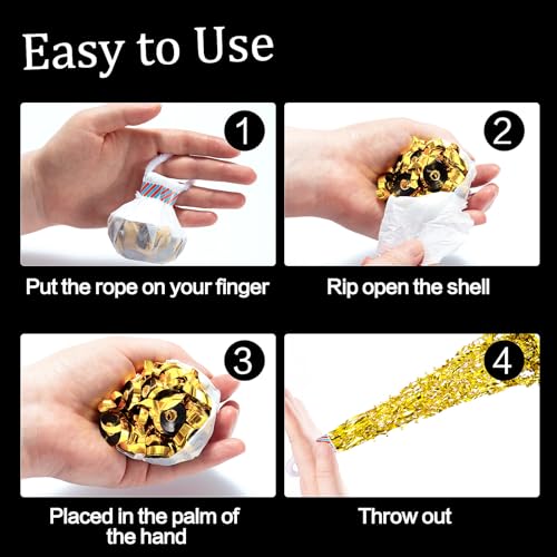 Image of Plastic Confetti Poppers No Mess Hand Thrown Streamers for Wedding Birthday Party Celebrations (Shining Gold, 10 Pack)