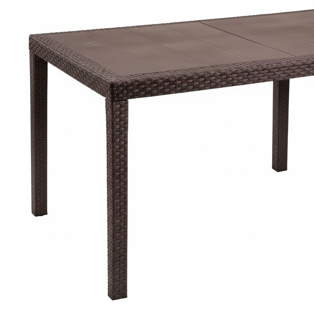 Dmora Aregua - Tavolo da Esterno 10 Posti, Meccanismo Estensione Allunga Centrale: 150x90x72h cm, Marrone