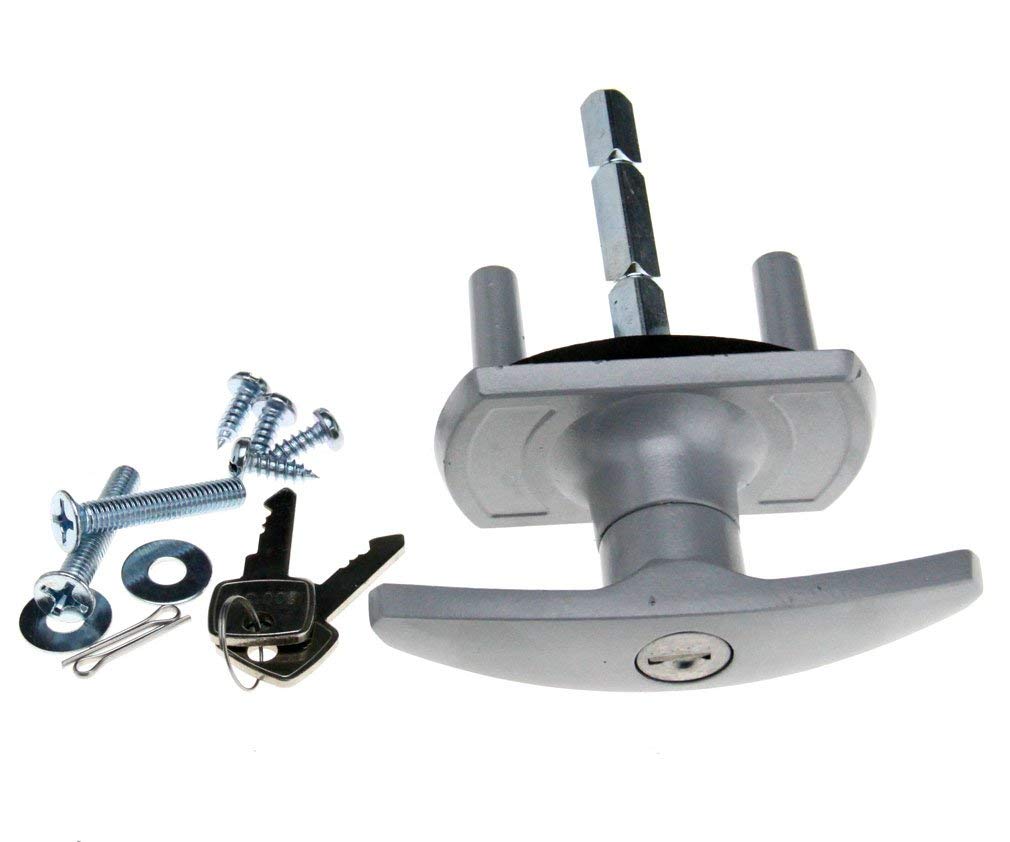 Silver T Garage Door Lock 75mm Shaft 35mm Fixing Spigots Compatible with Cardale Henderson