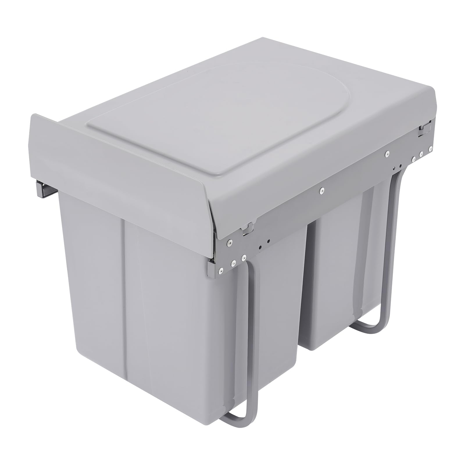 Cubo de basura de cocina (2 x 20 L, extensible) | Cubo de basura doble para armario con rieles silenciosos para cocina, restaurante, gris, 49 x 35 x 43 cm