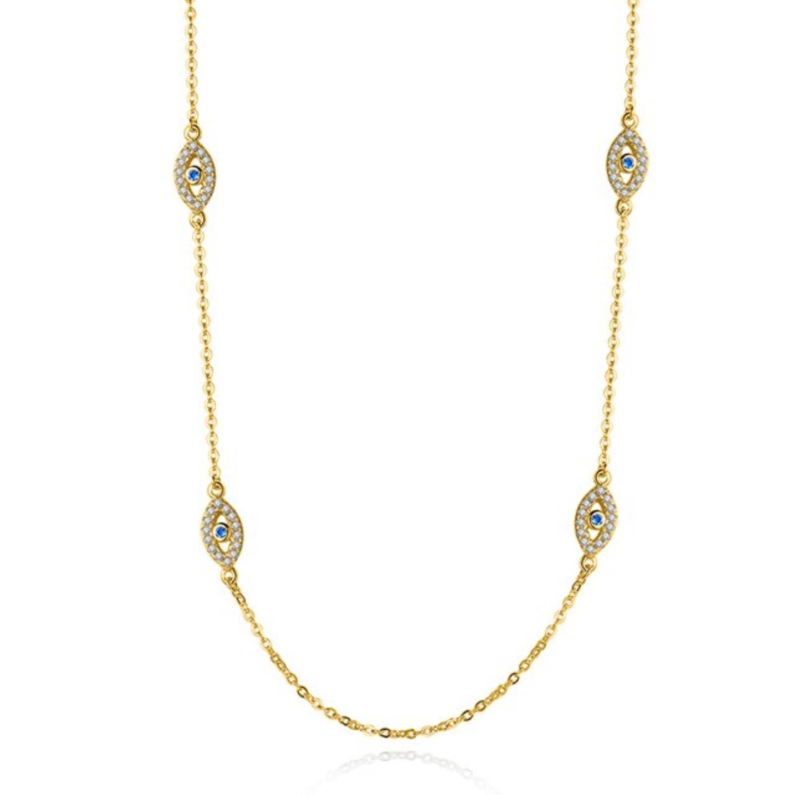 Productos para niñas Personalidad Collar con colgante de mal de ojo Plata de ley 925 Cadena larga Collares turcos de cristal Mujeres Niñas Joyería de la suerte s