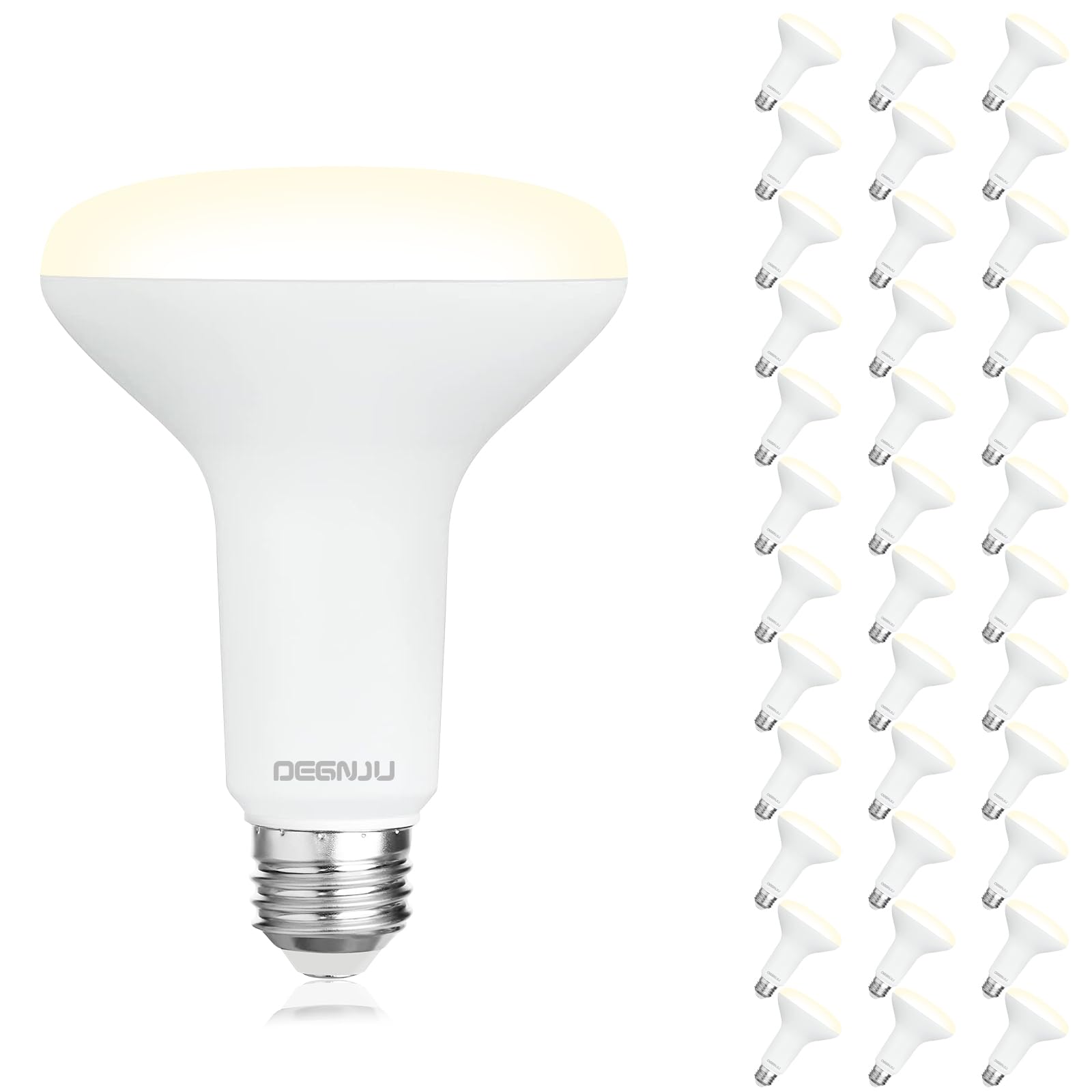DEGNJU 36 Pack BR30 LED Bulb, Dimmable Indoor Flood Lights 7W Equivalent 65W 3000K Warm White, CRI80, 650 LM, E26 Base, 15000 Lifetime Hours, Interior Energy Saving Recessed Light Bulb, Flicker-Free