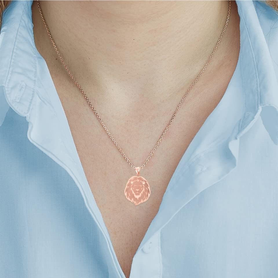 14K Yellow, White, or Rose Gold Lion’s Head King of the Jungle Charm Pendant Necklace - Choice of Metal & Length