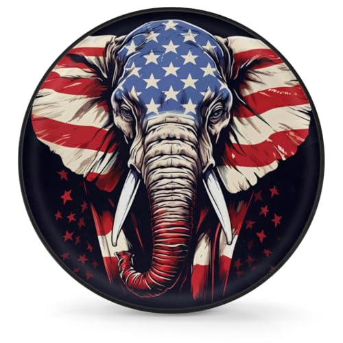 Image of Spare Tire Cover for RV Trailer, American Elephant Tire Covers Universal Fit for Travel Trailer Camper Jeep RV SUV Truck Waterproof Wheel Cover (15 inch for Diameter 27 inch - 29 inch),A-1005