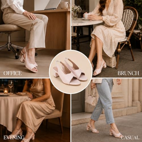 Image of TRASE Ankle Strap Pointed Toe Block Heel Pumps Sandals For Women| Fashionable Sandals, Office, Party and Formal Occasions | Light weight, Soft Footbed, Comfortable & Stylish - (47067)