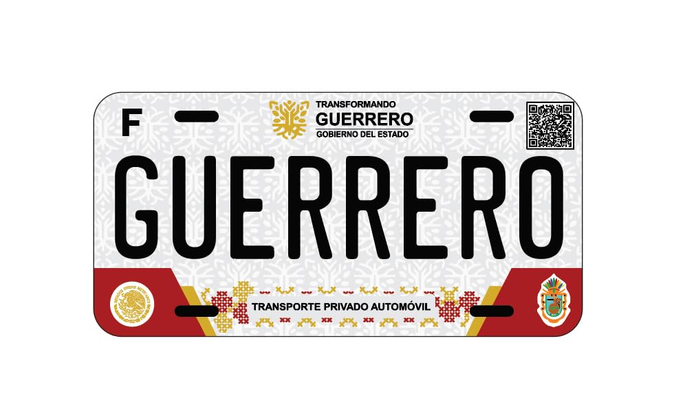 Guerrero Mexico Car Plate Aluminum License Plate Mexican Mexico GRO Placa de Mexico #2 (12