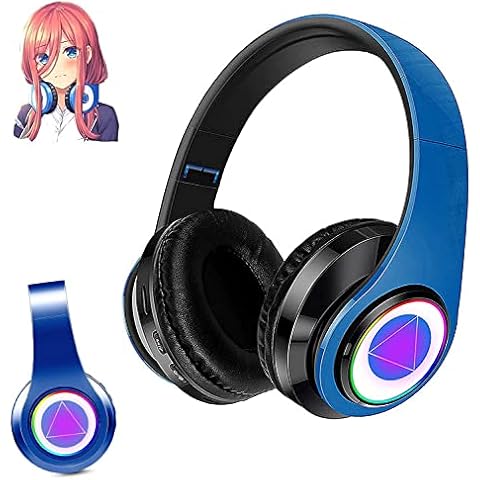 Nakano Miku Bluetooth Headphones, LED Portable Foldable Wireless Cartoon Headphones, The Quintessential Quintuplets Manga Cosplay Props, Travel/Party/Cute Girl/Birthday Gift Cover