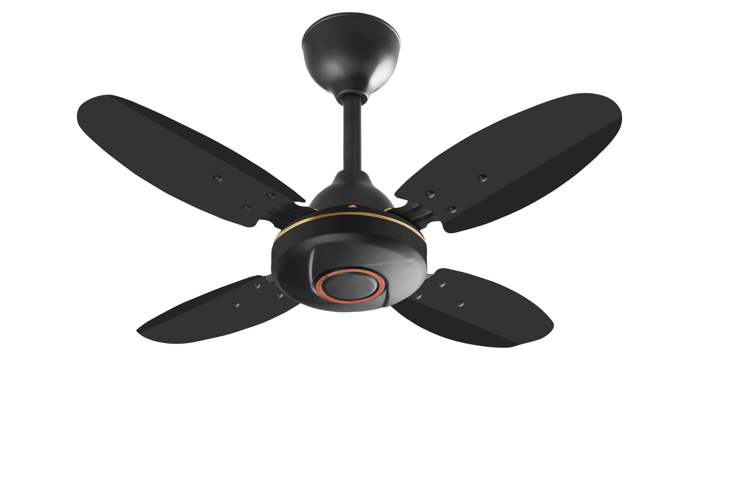 ELMONT DELUXE 600 mm / 24 Inch High Speed 4 Blade Black Ceiling Fan Suitable for Balcony/Small Room Kitchen/Veranda/TOILET