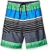 Kanu Surf Big Boys' Viper Stripe Swim Trunk, Black/Blue/Green, Medium (10/12)