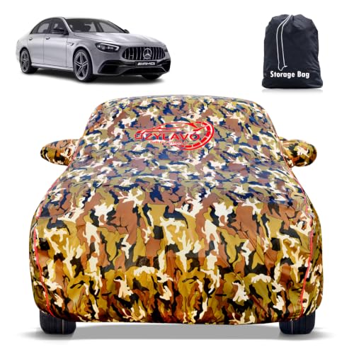 Image of Premium Car Cover for Mercedes AMG E53 Model | Waterproof, UV & Dust Protection | Mirror & Antenna Pocket | Triple Stitched, Soft Inner Lining, Belt & Buckle (Jungle Print)