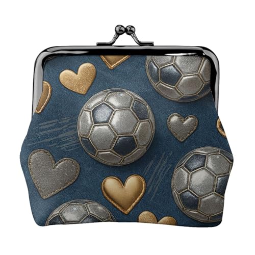 Pu Leather Buckle Coin Purse Soccer Ball Pattern Girls Kiss-Lock Change Purse Wallets