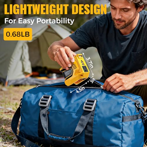 Image of LIVOWALNY 220W-250W Power Inverter Compatible with DeWALT 20V Battery (Battery Not Included), DC 20V to AC 110V-120V Portable Inverter, 1 AC Outlet, 2 USB Ports & 1 Type-C Port, LED Work Light(2-Pack)