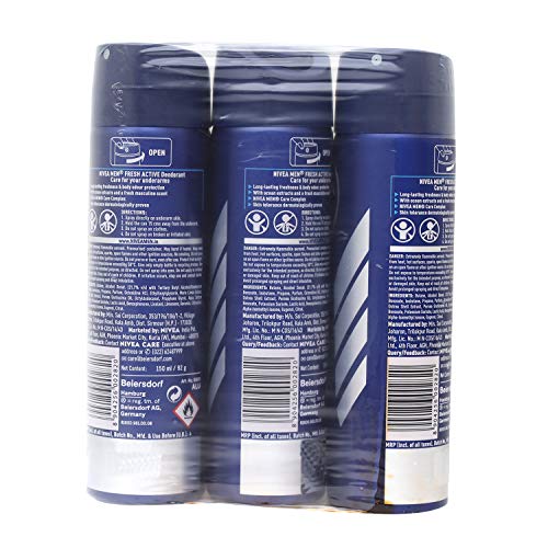 Image of Nivea Unisex Fresh Active Deodorant Spray 150Ml (2+1)