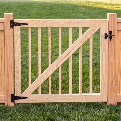 Leinuosen 47.2"w x 35.4"h Wood Deck Gate, Anti-sag Frame, DIY Coloring