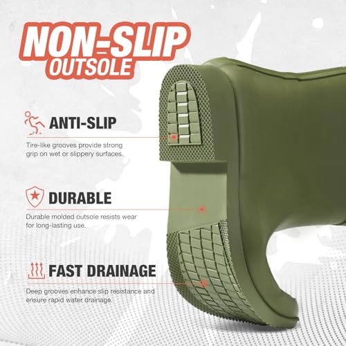 HISEA Women's Rubber Rain Boots Ankle Garden Boots for Women Short Rubber Boot Outdoor3