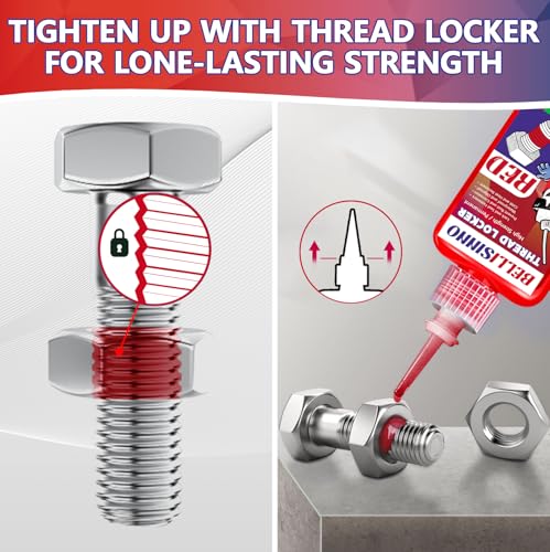 Image of Thread Lock Blue and Red, Medium and Strong Strength Threadlocker, Thread Locker for Nuts, Bolts, Fasteners and Metals, Anaerobic Curing Screw Glue to Prevent Loosening (Blue and Red)
