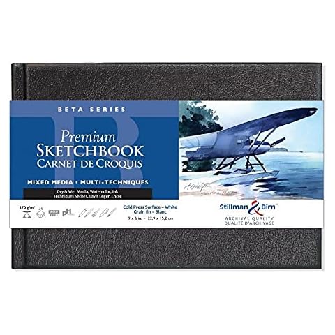 Stillman & Birn Beta Series - Hardbound Sketchbook - Landscape - 9 x 6-270gsm White Paper - Cold Pressed - Mixed Media - Made in The USA Cover