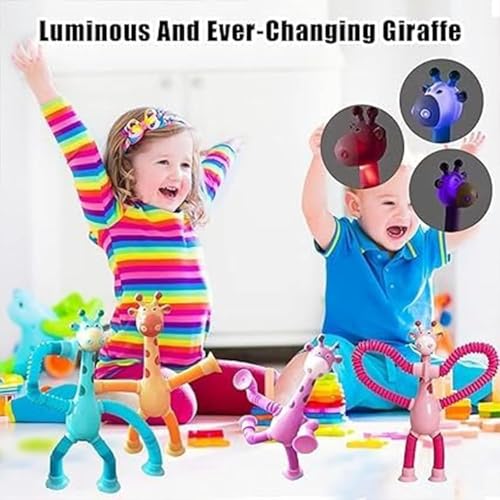 Image of ToyBharat This Giraffe-Shaped Telescopic Suction Toy (Set of 2) is a Fun, Stretchy Travel Essential for Toddlers. Safe, Colorful, and Easy to use-Ideal for Kids Aged 1+ During car Rides