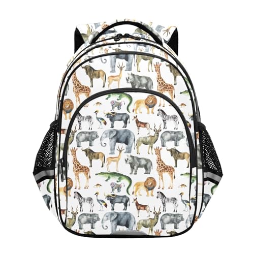 Wild Animals Giraffe Elephant Backpack for Kids Elementary School Bag Boys Girls Bookbag Travel Backpack Daypack