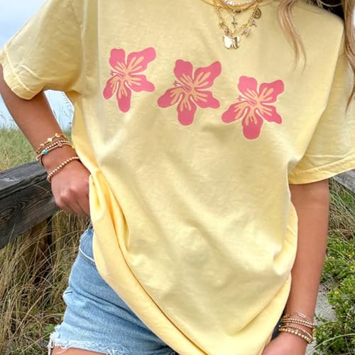 Oversized Y2k Floral Graphic Tees for Women Fruit Print Vintage Aesthetic Tops Baggy Summer Preppy Teen Girl Clothes4