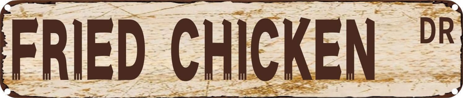 Vintage Tin Sign Retro Metal Wall Decor FRIED CHICKEN DR Rustic Aluminum Plaque for Home,Bar,Kitchen,Garage,Man Cave 4x16 Inch