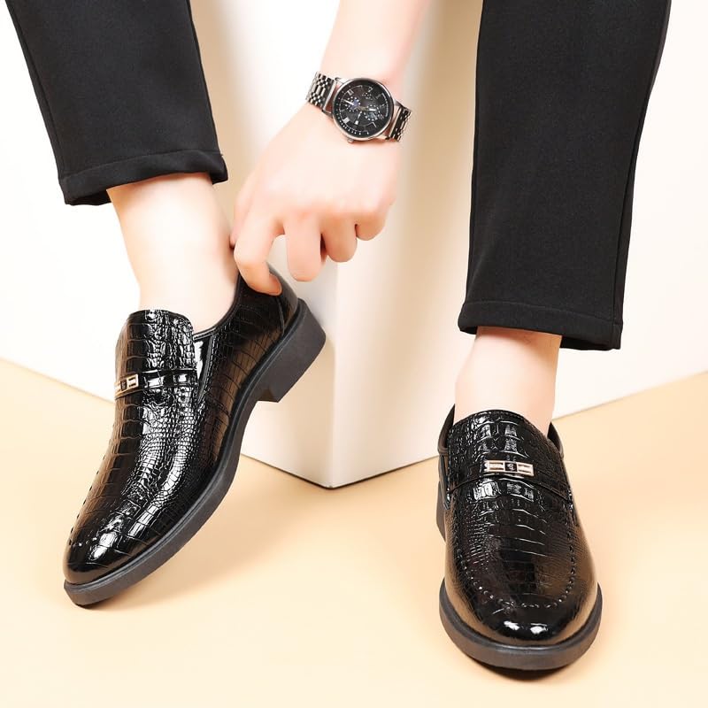 Mens Casual Shoes Classic Crocodile Printed Slip-on Penny Loafers Business Premium Shoes for Men4