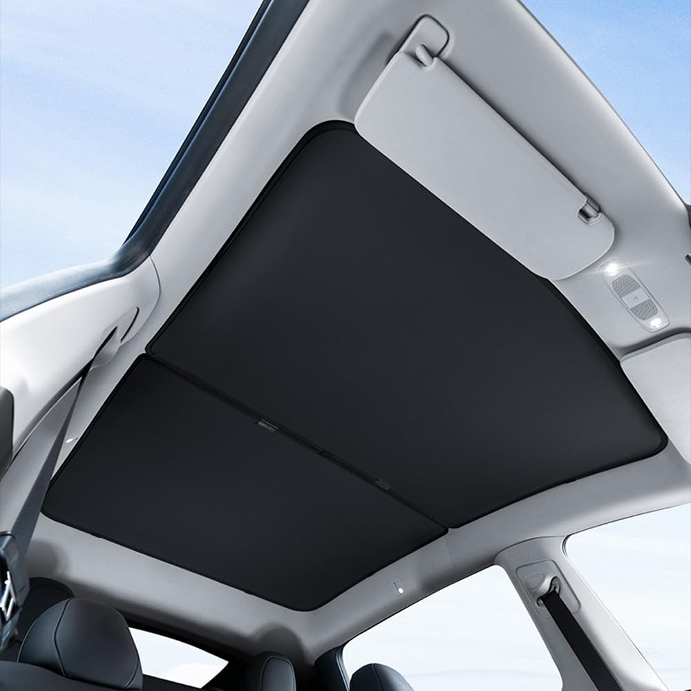 WENINETIES Car Panorama Sunroof Sunshade Curtain Cover for Tesla Modell 3 Highland, Sunroof Screen, UV Protection and Heat Insulation for Car Roof Cover,Black