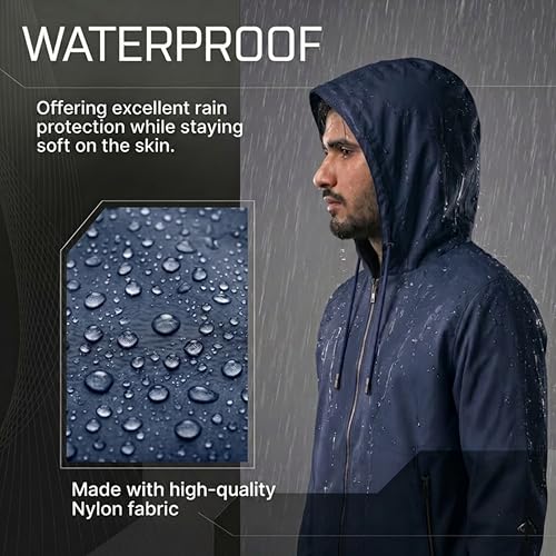Image of MIA FASHION Men's Rain Jacket Waterproof Full Sleeve Zipper Coat for Bike Riding, Travel & Daily Use