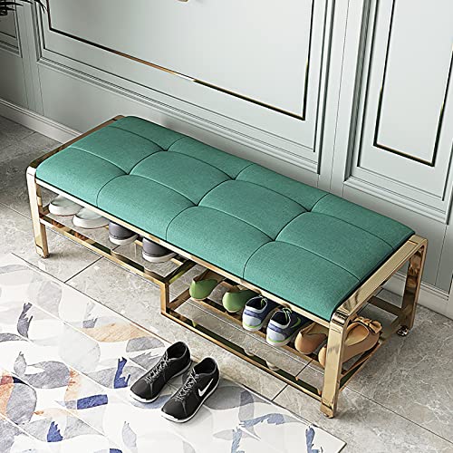 Banc de rangement à chaussures en métal vert de 60 cm pour entrée