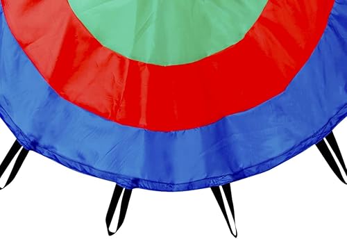 Miniatura 5 de GSI Paracaídas redondo  12 pies redondo arco iris paracaídas juguete juego de tienda de campaña para niños gimnasia juego cooperativo y actividades